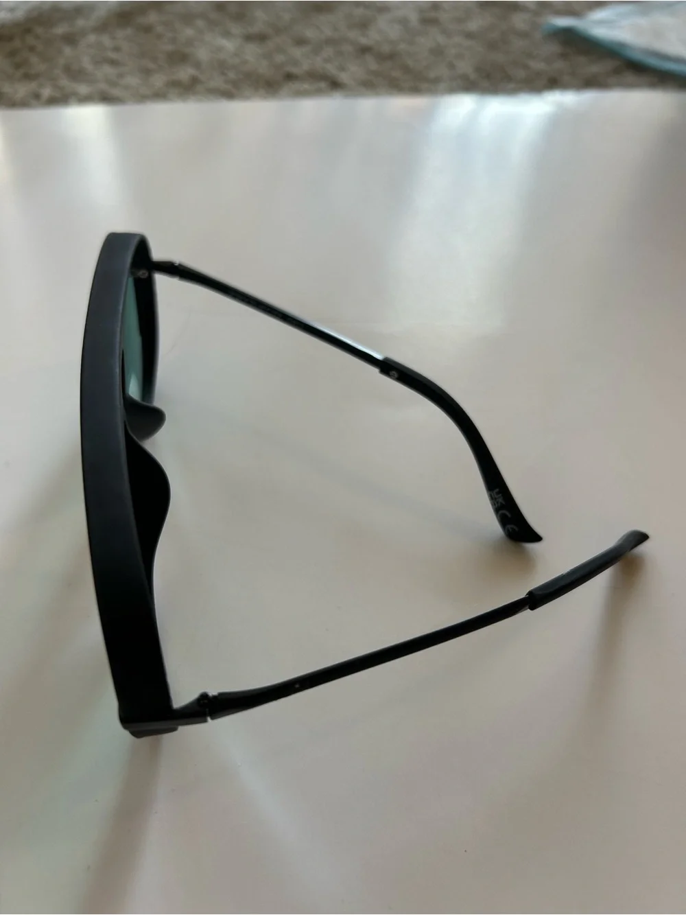 Frye and Co Aviator Sunglasses matter black light teal lens